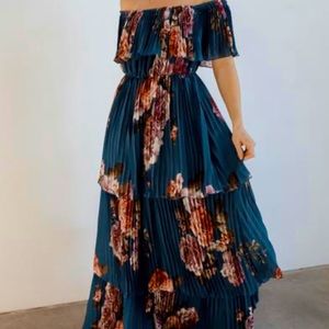 Baltic Born Leslie Floral Tiered Pleated Dress